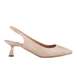 Marco Shoes Pumps made of delicate leather with a strap golden