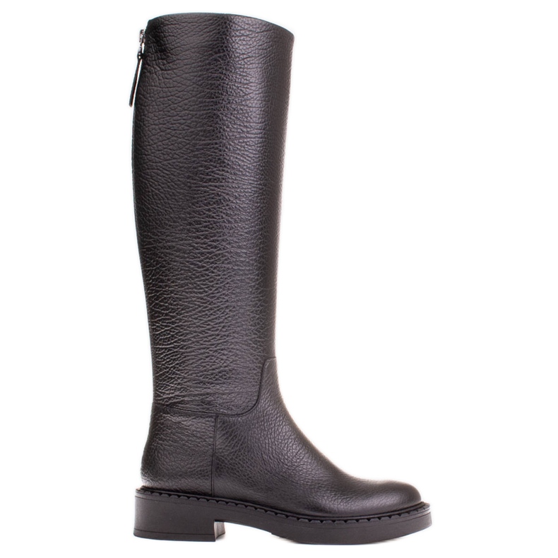 Marco Shoes Low-heeled embossed leather boots black