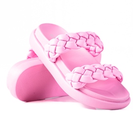 SHELOVET Braided Slippers On The Platform pink