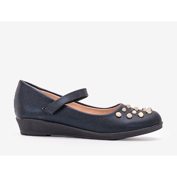 Children's navy blue ballerinas with Silva pearls Children's navy blue ballerinas with Silva pearls