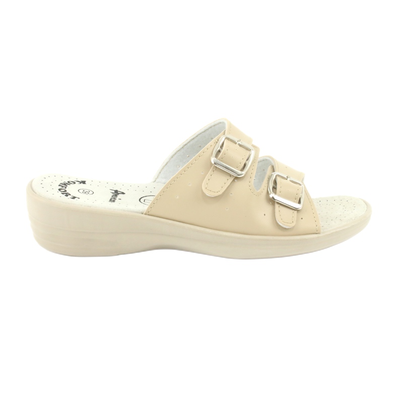 American Club Beige American buckle slippers