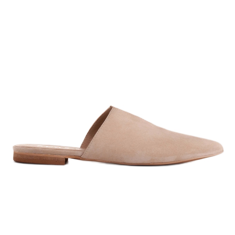 Marco Shoes Suede slippers with a cut-out beige
