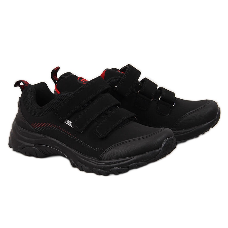 Trekking shoes with Velcro waterproof black and red American Club Trekking shoes with Velcro waterproof black and red American Club