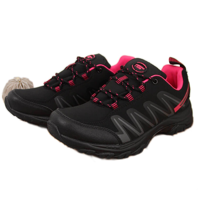 Women's trekking shoes waterproof black and pink American Club