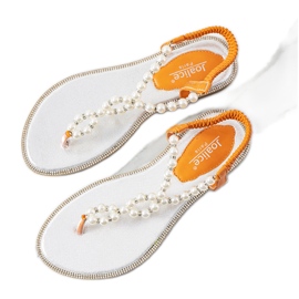 Orange sandals with Tana pearls silver Orange sandals with Tana pearls silver
