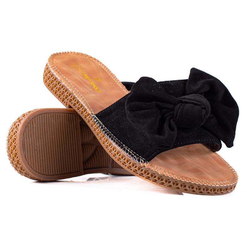 SHELOVET Slippers with a bow black SHELOVET Slippers with a bow black