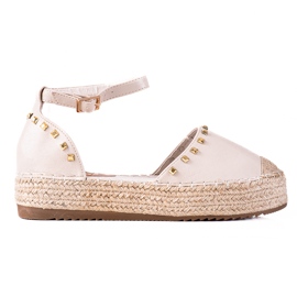 SHELOVET Espadrilles with studs beige
