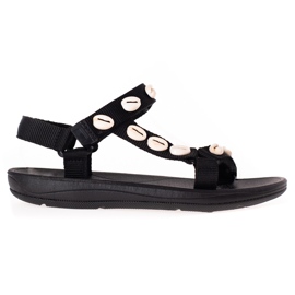 SHELOVET Black Sandals With Shells