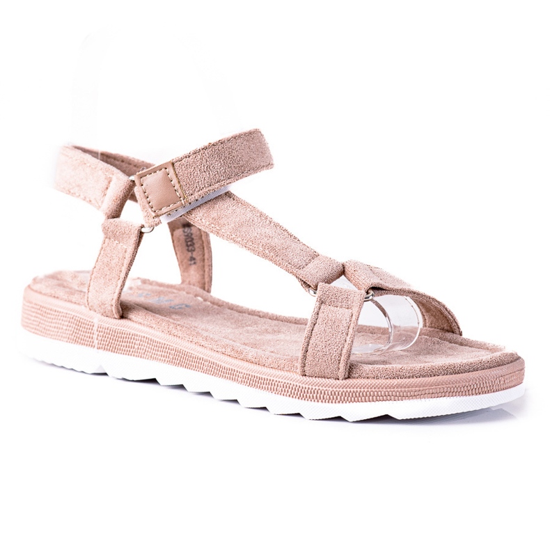 SHELOVET Suede Sandals With Velcro beige
