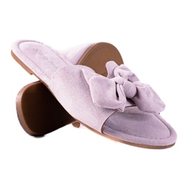 SHELOVET Purple slippers with a bow