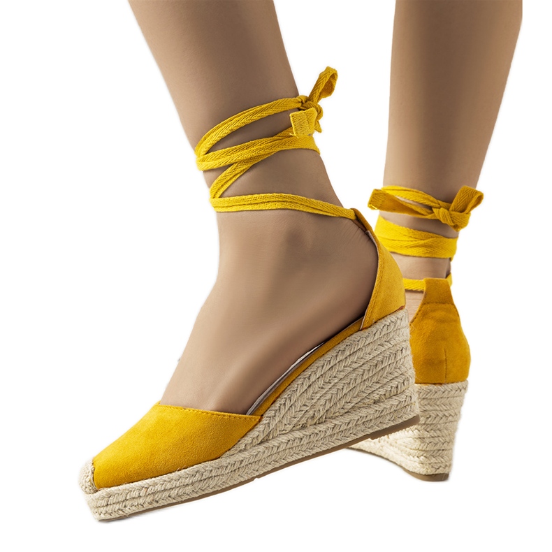 Yellow espadrilles on the Tyler wedge