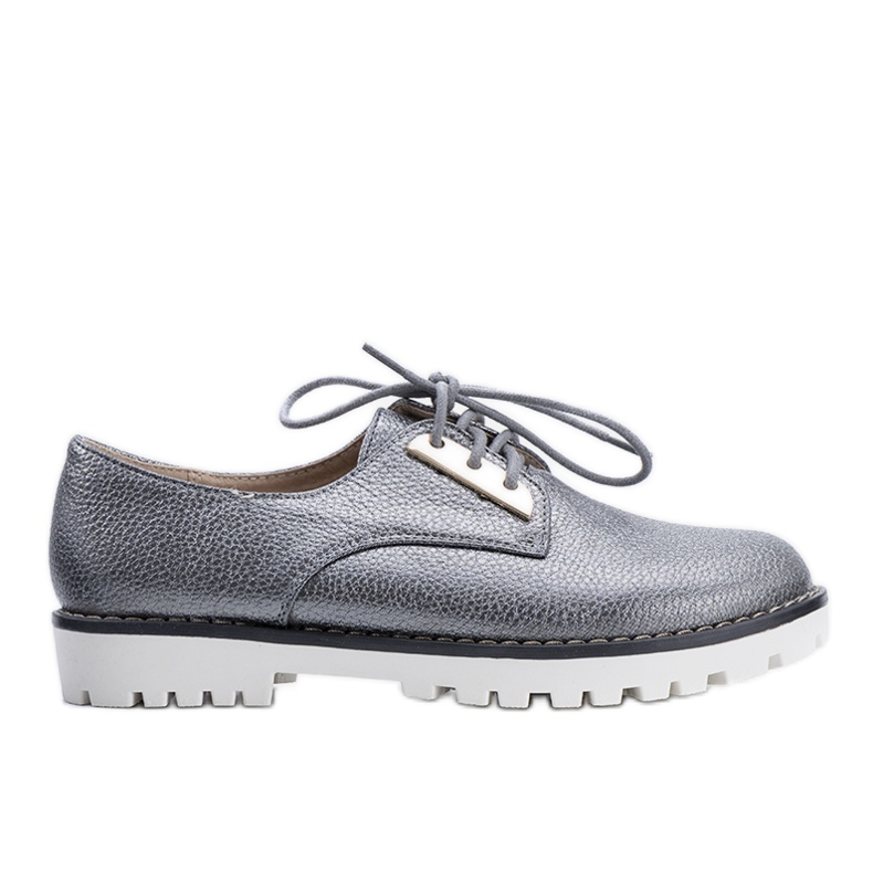 Gray shiny shoes for children Runa grey