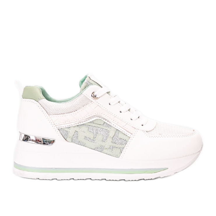 White Vildan wedge sneakers green White Vildan wedge sneakers green