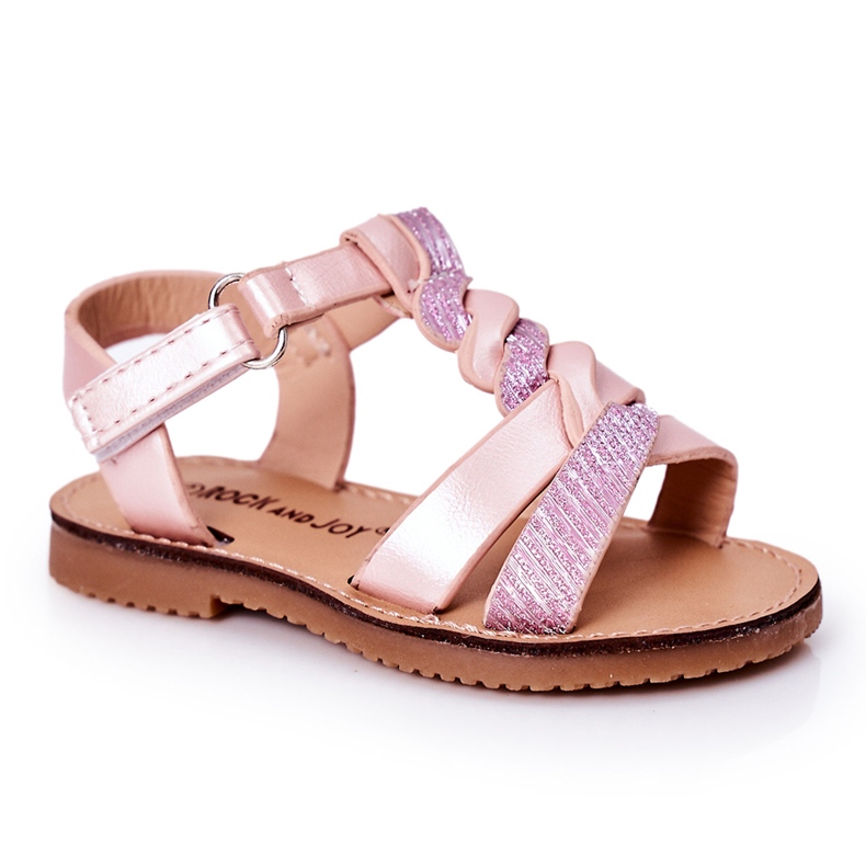 Pink children's sandals with glitter