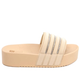 Leah Beige high-soled slippers