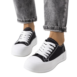 Black sneakers on the Louisal platform - KeeShoes