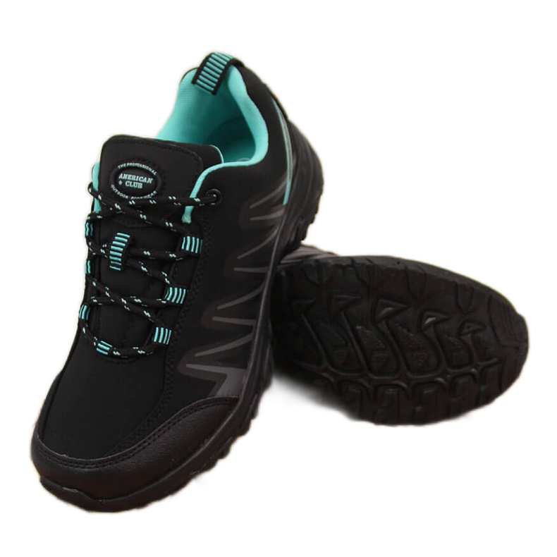 Women's trekking shoes waterproof black and mint American Club