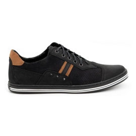 Polbut Casual men's shoes 1801P black nubuck / camel brown