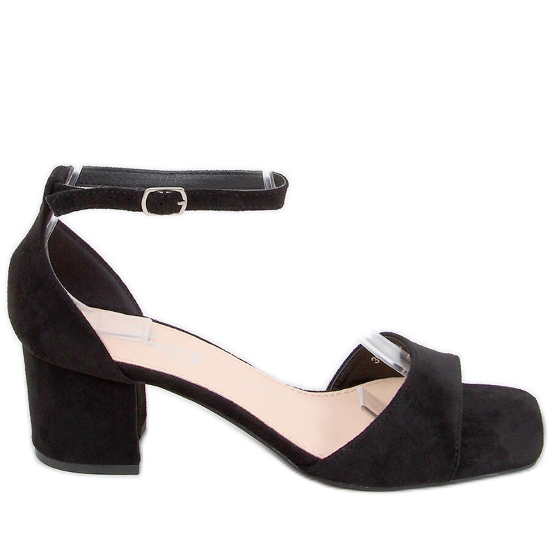 Women's high-heeled sandals with suede Silence Black