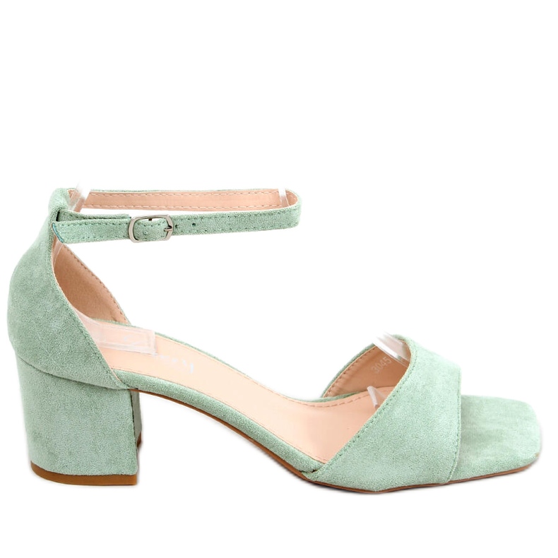 Green suede high heel sandals for women