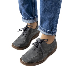 Gray leather women's shoes from Morten grey