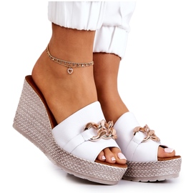 Lewski Shoes Leather wedge slippers Lewski 3062 White Lewski Shoes Leather wedge slippers Lewski 3062 White