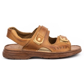 ŁUKPOL Leather men's sandals 812 brown