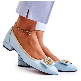 Leather Ballerinas With A Blue Joliet Ornament