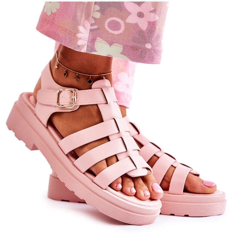 PG1 Fashionable Sandals With Pink Malien Straps PG1 Fashionable Sandals With Pink Malien Straps