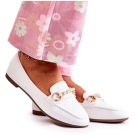 PG1 Women's loafers with decorative pearls, white Sergia