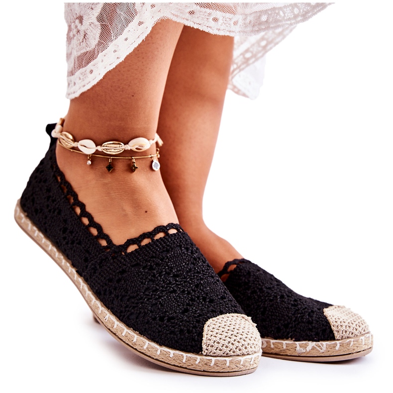 PH1 Women's Black Openwork Slip-on Espadrilles