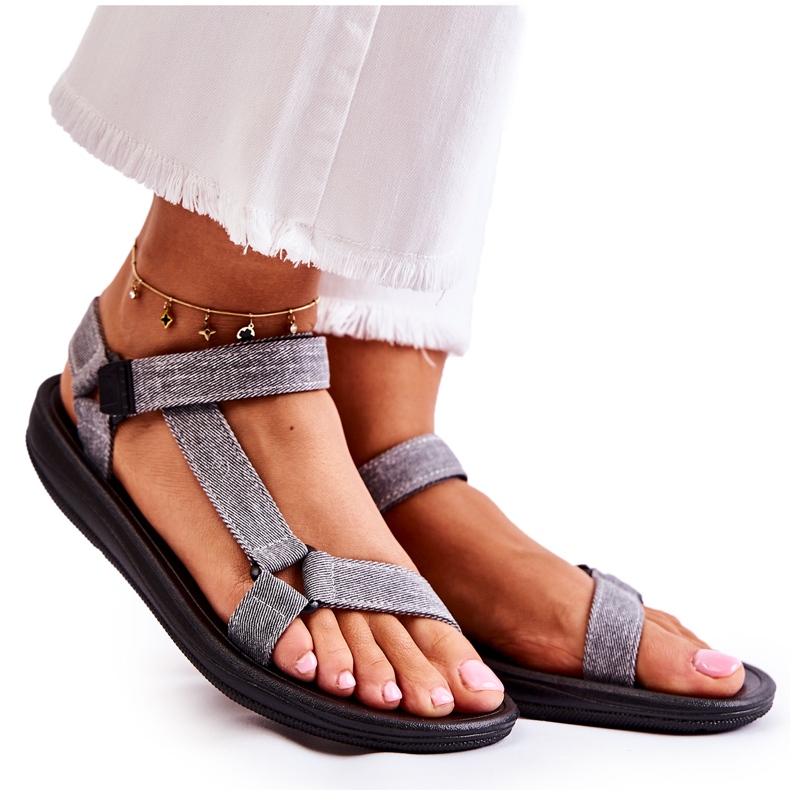 PM1 Classic Women's Sandals With Velcro Gray Kalla grey