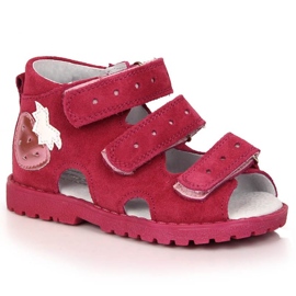 Orthopedic leather sandals with strawberry fuchsia Kornecki Jr KORORT117 pink Orthopedic leather sandals with strawberry fuchsia Kornecki Jr KORORT117 pink