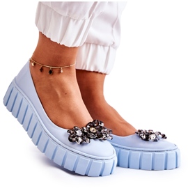 PA2 Leather Ballerinas On The Platform With A Blue Ladette Ornament