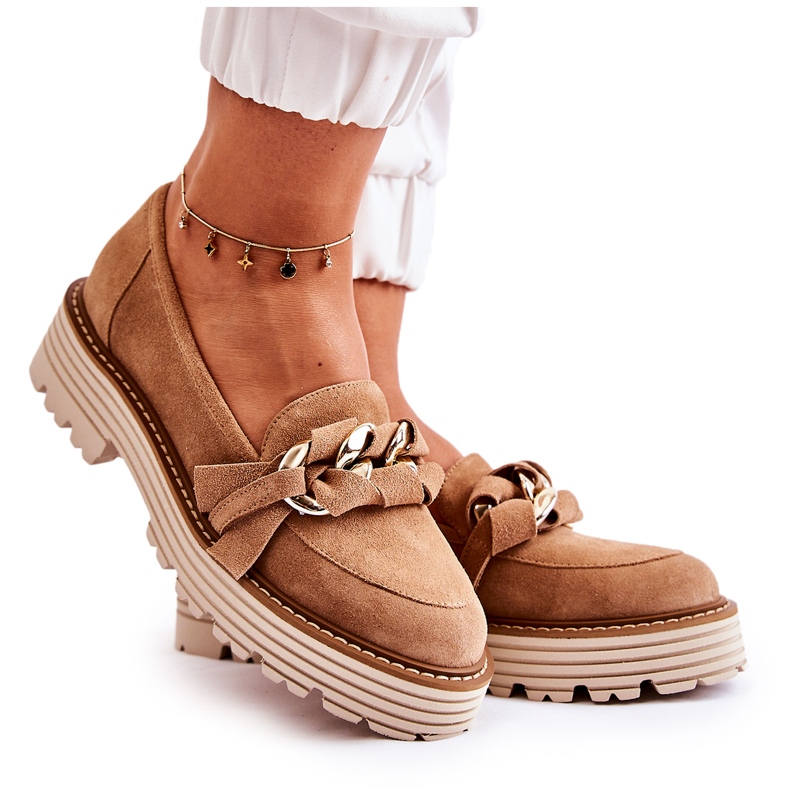 Women's Suede Shoes Laura Messi 2523 Camel brown