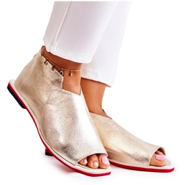Nicole Leather Sandals On A Golden Clorie Slider