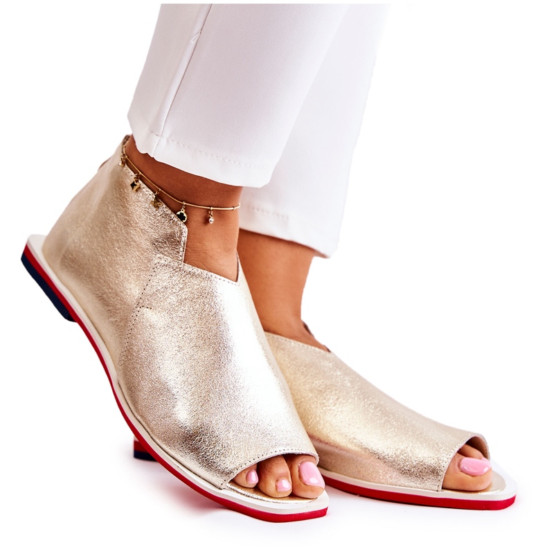 Nicole Leather Sandals On A Golden Clorie Slider