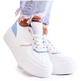 PS1 Women's Tied Sport Shoes Sneakers White and Blue Manila