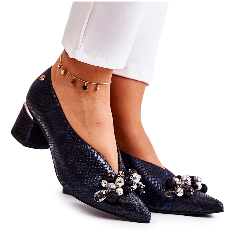 Leather Pumps With Laura Messi 2487 Black Decoration Leather Pumps With Laura Messi 2487 Black Decoration