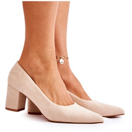 PS1 Classic Suede Pumps On A Bar Beige Lency