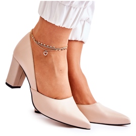 PA2 Fashionable Leather Pumps On A Bar Beige Emotion PA2 Fashionable Leather Pumps On A Bar Beige Emotion