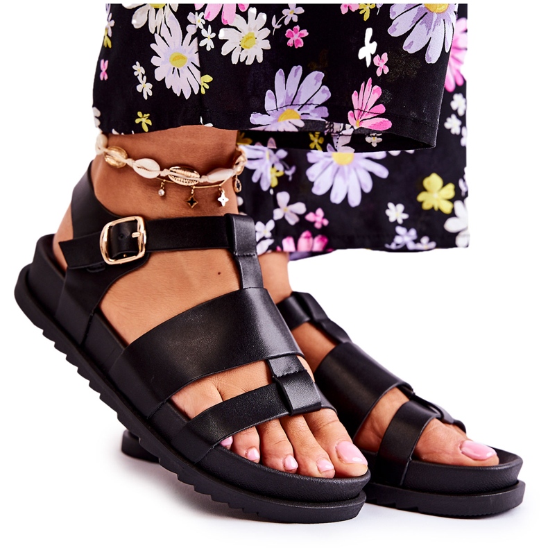 Leather Sandals On The Black Tessy Platform