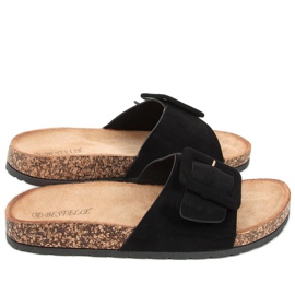 Priya Black cork sole slippers