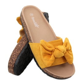 Kiara Yellow cork slippers