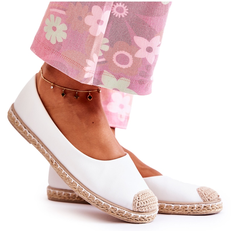 Classic Women's White Leather Espadrilles Calabria beige