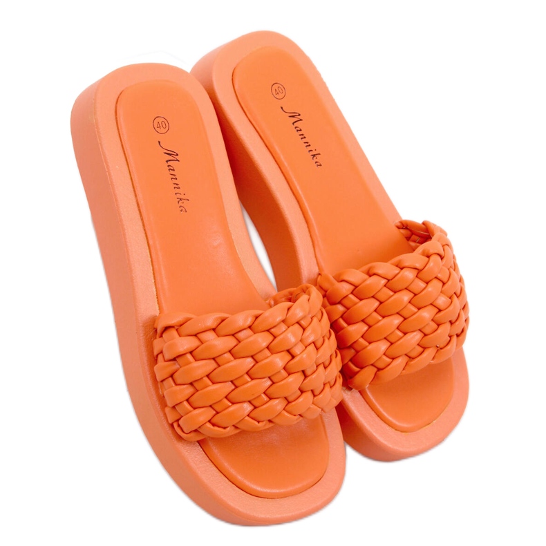 BM High-soled slippers with braided Elida Orange stripes