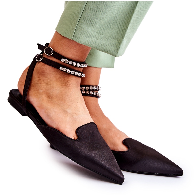 WS1 Black Amisha Women's Sandals With Spitz Toe