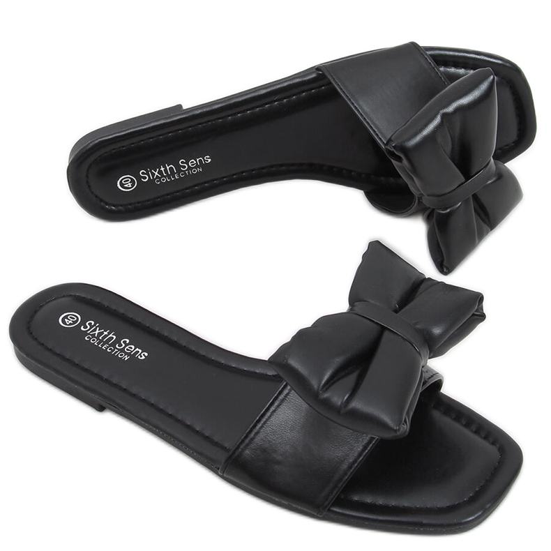 Mili Black slippers with a bow