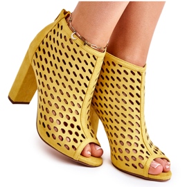 WT1 Yellow suede openwork boots from Jenissa