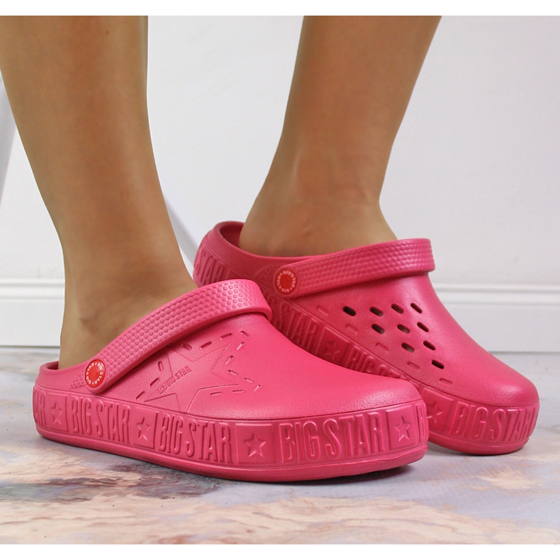 Women's pink slippers kroks pink Big Star II275007